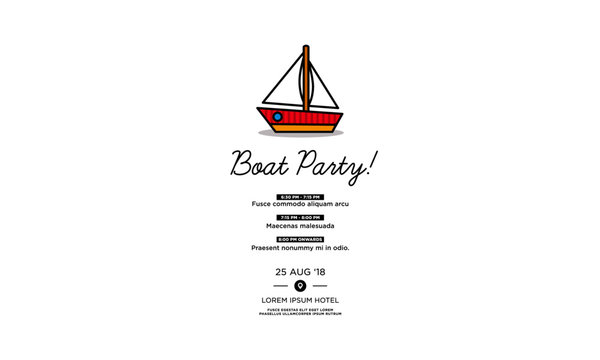 Boat Party Invitation Design With Where And When Details