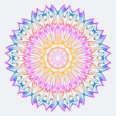 Fototapeta na wymiar Flower Coloring Mandala. Decorative Vector Elements. Oriental Pattern. Indian, Moroccan, Mystic, Ottoman Motifs. Anti-Stress Therapy Pattern. Rainbow color