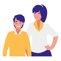 young couple avatars characters