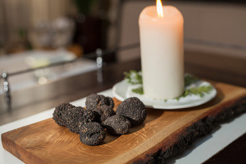 cooking black truffle in a restaurant