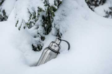 The Bottle in the Snowy Forest