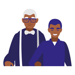 black grandfather with son characters