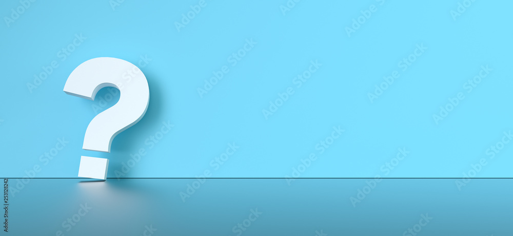 Poster colored question mark background concept. 3d rendering.