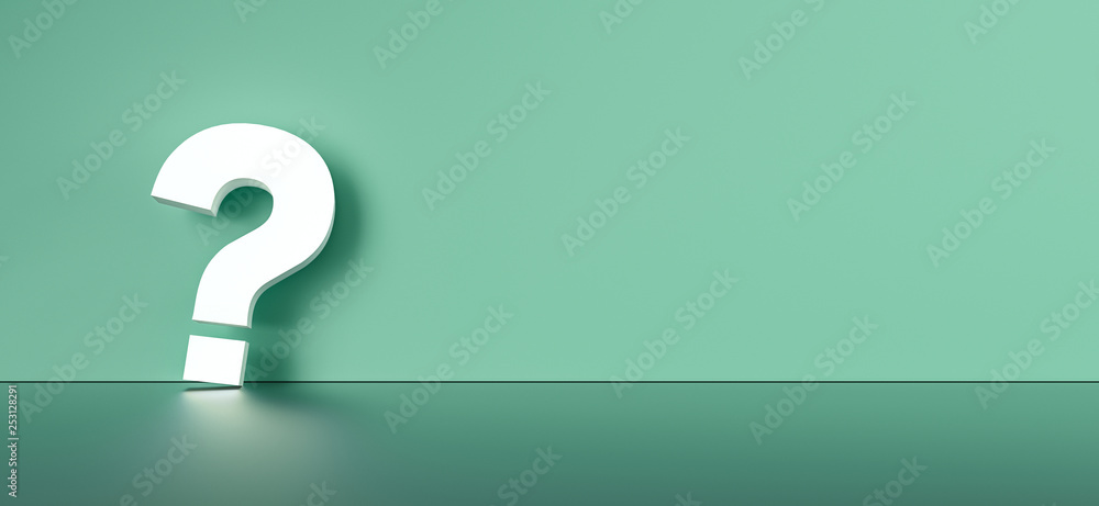 Poster colored question mark background concept. 3d rendering.