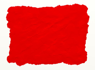 A rectangular canvas or wall, painted with a bright red color, gouache-like technique. Place your own text.