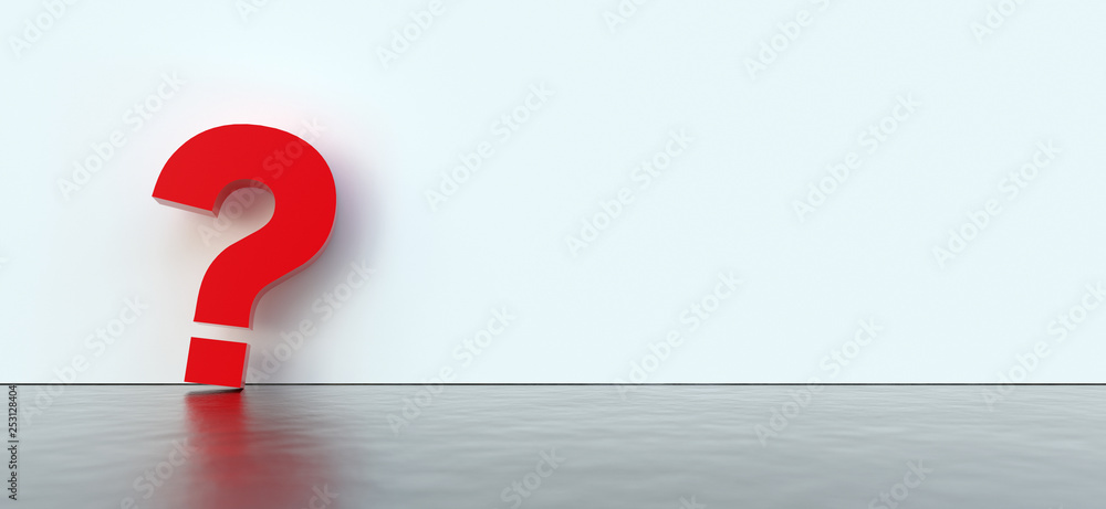 Poster colored question marks background concept. 3D Rendering.