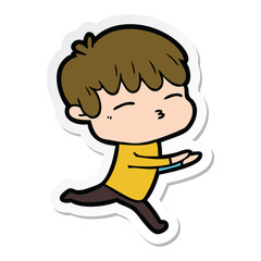sticker of a cartoon curious boy