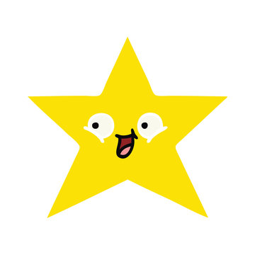 flat color retro cartoon gold star