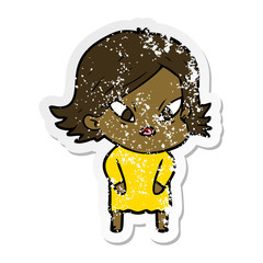 distressed sticker of a cartoon stressed woman