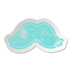 distressed old sticker of a mans moustache
