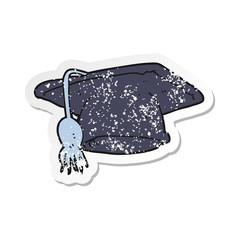 retro distressed sticker of a cartoon graduation cap