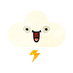 retro illustration style cartoon thunder cloud