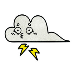 retro grunge texture cartoon thunder cloud