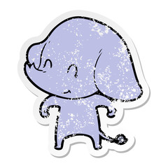 distressed sticker of a cute cartoon elephant
