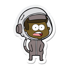 sticker of a cartoon surprised astronaut