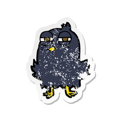 retro distressed sticker of a funny cartoon bird