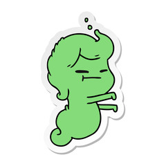 sticker cartoon of kawaii scary ghost