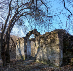 Ruins of an old stone arbor