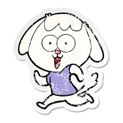 distressed sticker of a cute cartoon dog