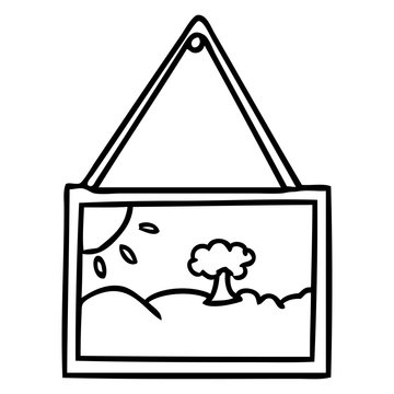 line drawing doodle of a picture in frame