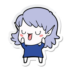 sticker of a cartoon elf girl