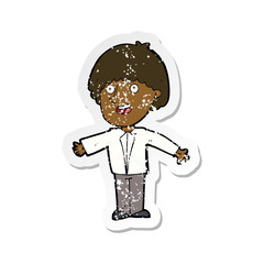 retro distressed sticker of a cartoon happy man