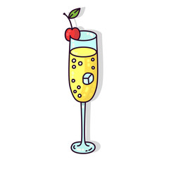 Drink with cherry cocktail vector illustration