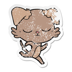 distressed sticker of a cute cartoon dog running