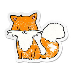 distressed sticker of a cartoon fox