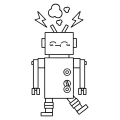 line drawing cartoon robot