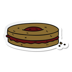 sticker of a quirky hand drawn cartoon chocolate biscuit