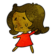 textured cartoon of a cute kawaii girl