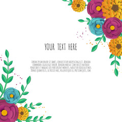 Spring sale banner with paper flowers on a white background.