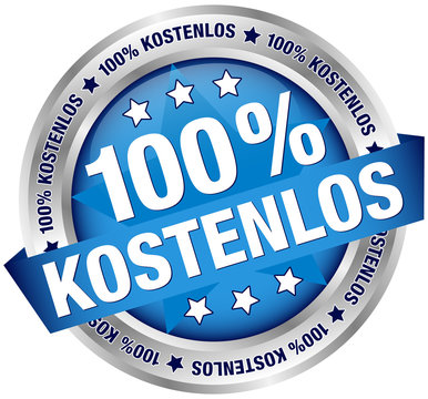 Button Banner "100% Kostenlos" Blau/Silber