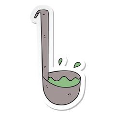 sticker of a quirky hand drawn cartoon ladle