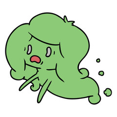 cartoon of kawaii scary ghost