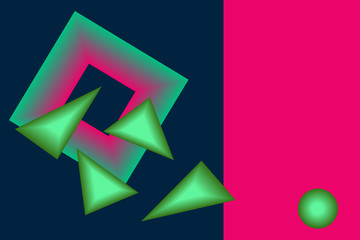 Gradient geometrical figures with pink copy space