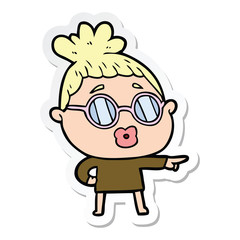 cartoon woman wearing spectacles