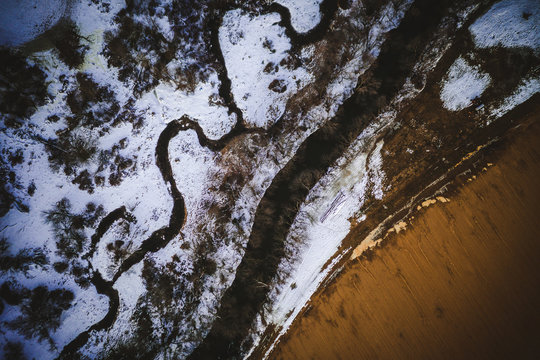 Aerial Landscape of Snow in Plainsboro New Jersey © Jin