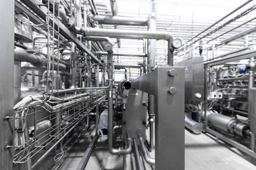 Chrome pipes close-up. Industrial background