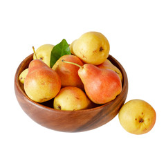 Naklejka na ściany i meble Ripe Pears Bowl Cup Pear Organic Fruits Isolated White Close Up
