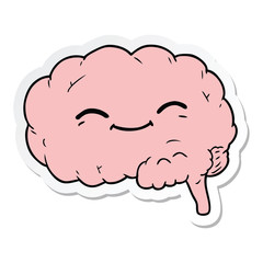 sticker of a cartoon brain