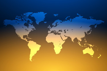 Fototapeta na wymiar Blue and orange global map background, vector