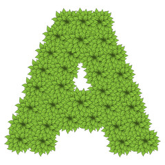 Green leaves letter A