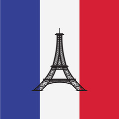 Eiffel tower with France flag in background