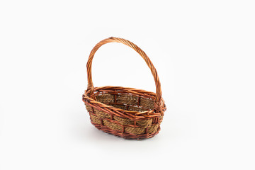 Fototapeta na wymiar empty wicker basket isolated on white background