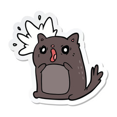 sticker of a cartoon shocked cat