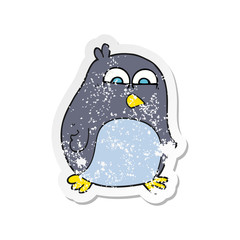 retro distressed sticker of a cartoon penguin