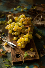 Ripe, juicy bunch of yellow grape