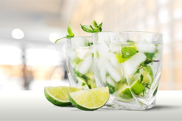 Fresh Mojito cocktail on desk